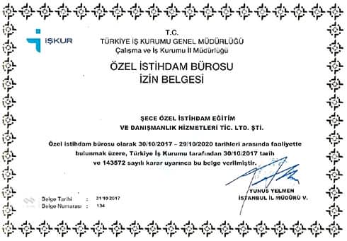 Ã¶zel istihdam bÃ¼rosu izin belgesi